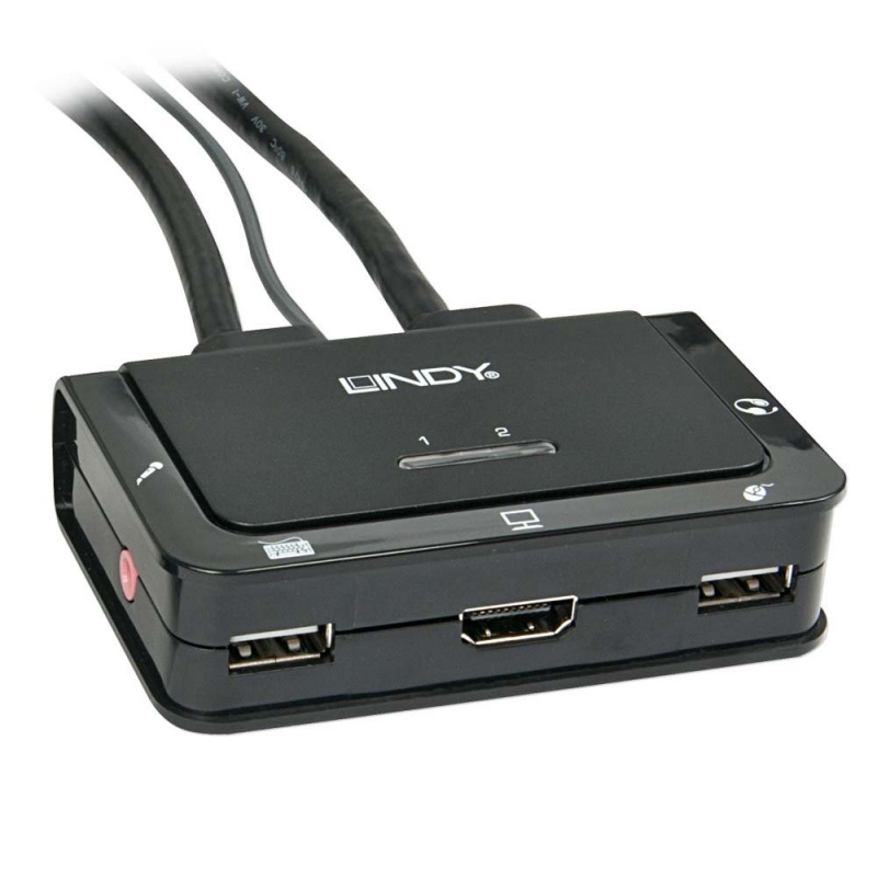 Extra image of 2 way HDMI & USB KVM (for Monitor, USB keyboard/mouse & Audio) switch box with captive cables/leads